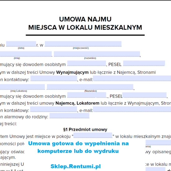 Umowa najmu mieszkania Sklep Rentumi